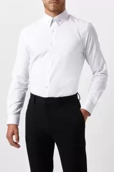 Slim Fit White Collar Bar Dress Shirt