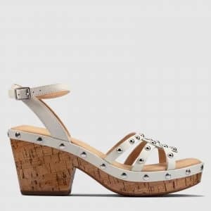 Clarks Womens Maritsa70 Sun Platform Heeled Sandals - White Interest - UK 3