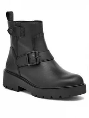 UGG Saoirse Ankle Boot, Black Leather, Size 4, Women