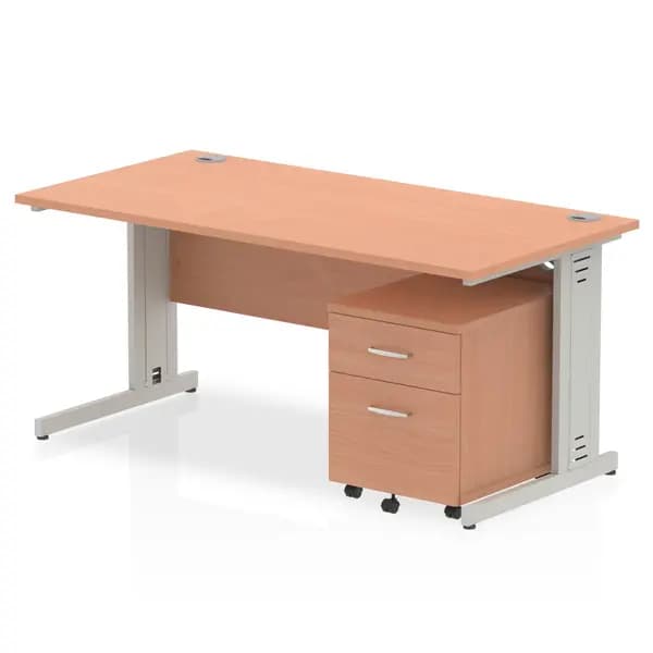 Dynamic Office Solutions Impulse 1600mm Cable Managed Straight Desk With Mobile Pedestal MI001004