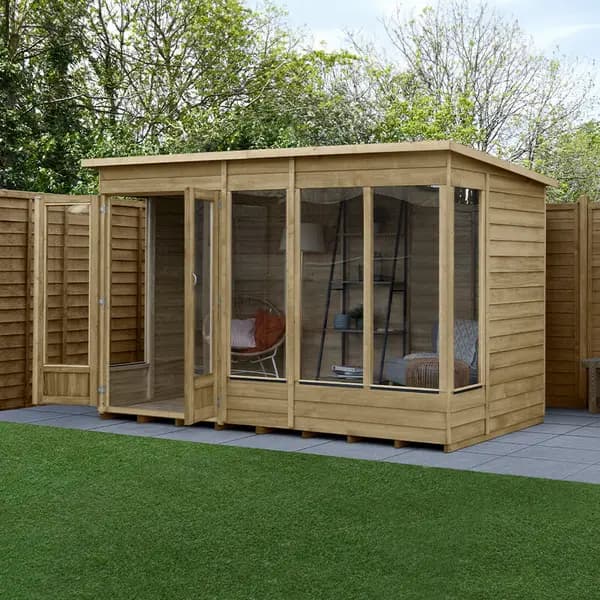 10' x 6' Forest 4Life 25yr Guarantee Double Door Pent Summer House (3.11m x 2.05m)