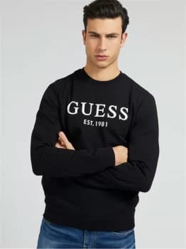 GUESS Sweatshirt Men Black Cotone - Cotton