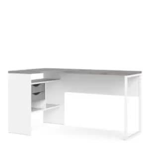 Function Plus Corner Desk 2 Drawers In White And Grey