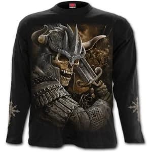Viking Warrior Mens Large Long Sleeve T-Shirt - Black