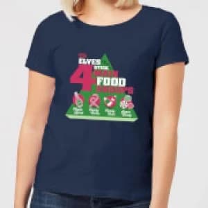 Elf Food Groups Womens Christmas T-Shirt - Navy - L