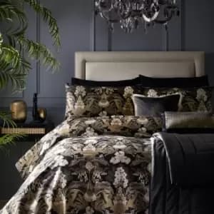 Laurence Llewelyn Bowen Suburban Jungle Exotic 100% Cotton Duvet Cover Set, Black/Gold, King