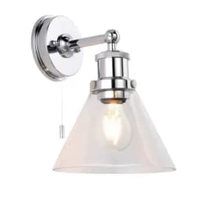 Catanzaro Bathroom Glass Wall Lamp Chrome Plate Glass IP44