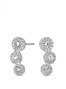 Simply Silver Sterling Silver Cubic Zirconia Pave Floral Ear Climber Earrings