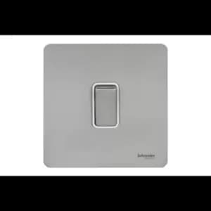 Schneider Electric Ultimate Screwless Flat Plate - Single Intermediate 2 Way Light Switch, 16AX, GU1414WSS, Stainless Steel with White Insert
