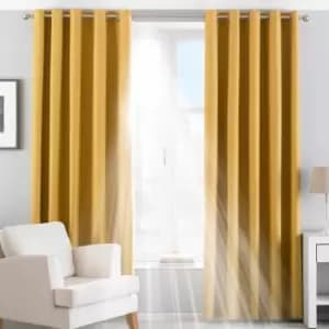Twilight Thermal Blackout Eyelet Curtains Ochre, Ochre / 168 x 137cm