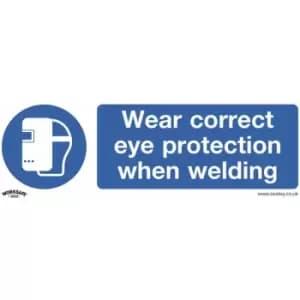 SS54V1 Mandatory Safety Sign - Wear Eye Protection When Welding - Self-Adhesive Vinyl - Sealey