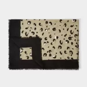 Leopard Brush Stroke Scarf Olive / Silver KLS435