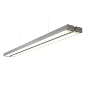 Borde Integrated LED Linear Baton Pendant Twin Bar Silver, Opal