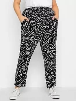 Yours Clothing Spun Viscose Zebra Print Jogger, Black, Size 18, Women