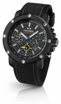 TW Steel Mens Black Rubber Strap Black Chronograph Dial Watch