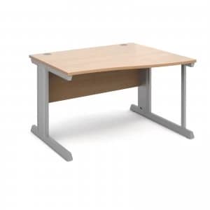 Vivo Right Hand Wave Desk 1200mm - Silver Frame Beech Top