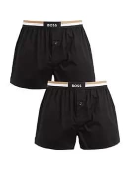 BOSS Bodywear 2 Pack Woven Boxer Shorts, Black, Size XL, Men