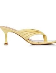 Dune Yellow Leather 'Marbelle' Mid Kitten Heel Mules - 3