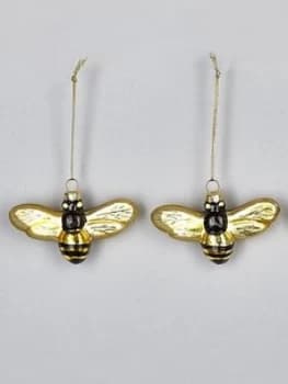 Sass & Belle Set Of 2 Glass Bee Christmas Tree Decorations