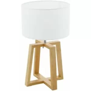 Loops - Table Desk Lamp Colour Natural Chrome Shade White Fabric Bulb E27 1x60W