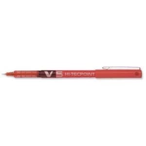 Pilot V5 Rollerball Pen Needle Tip 0.5mm Line 0.3mm Red Pack of 12