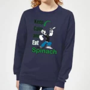 Popeye Keep Calm And Eat Spinach Womens Sweatshirt - Navy - L
