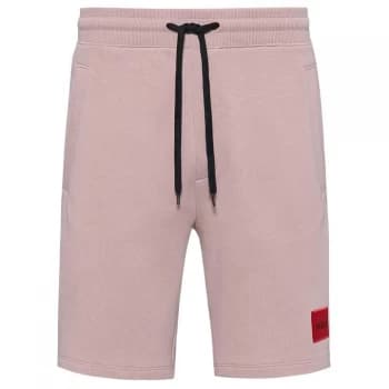 Hugo Boss Diz 212 Red Patch Logo Jersey Shorts Pastel Brown Size L Men