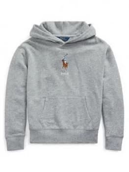 Ralph Lauren Girls Big Pony Pocket Front Hoodie - Grey, Size Age: 7 Years, S, Women