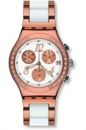 Ladies Swatch Dreamwhite Rose Chronograph Watch YCG406G