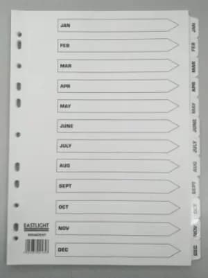 ValueX Index Jan-Dec A4 Mylar Tabs White