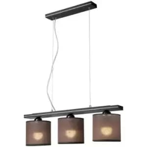 Sofia Bar Pendant Ceiling Light With Fabric Shade, Wenge, 3x E27