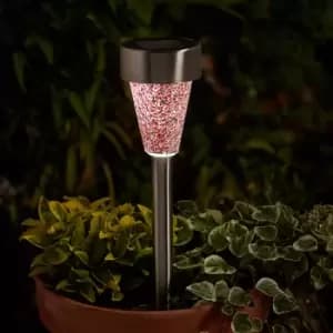 Smart Solar LED Mosaic Stake Light (6 Pack) Mixed Brushed Stainless Steel Mixed Colours