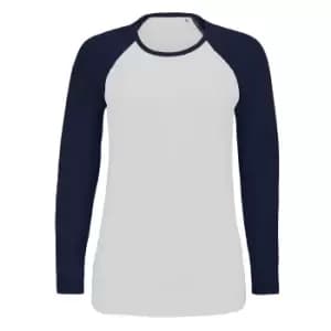 SOLS Womens/Ladies Milky Contrast Long Sleeve T-Shirt (L) (White/French Navy)