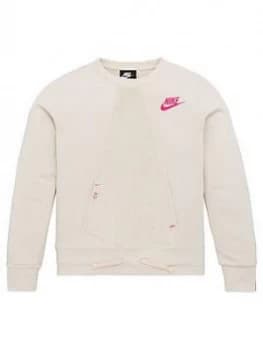 Nike Sportswear Older Girls Heritage Crew Neck Sweat - Cream