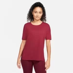 Nike Yoga Short-Sleeve Top Ladies - Red