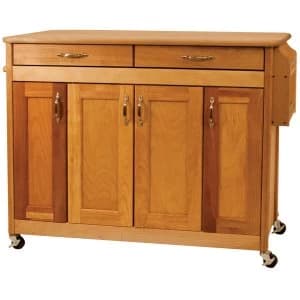 Catskill by Eddingtons Butcher Block Kitchen Island on Wheels with Flat Panel Doors
