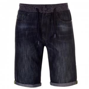 No Fear Rib Waist Denim Shorts Mens - Dark Wash