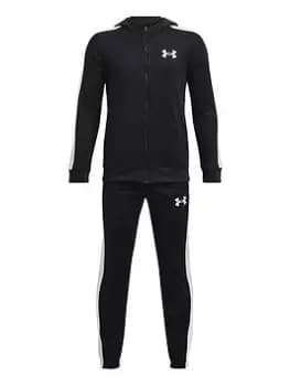 Under Armour Knit Hooded Track Suit Older Boys-Black/White, Size M=9-10 Years