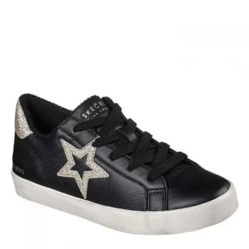 Skechers Trim Leather Lace Up Fashio - Black
