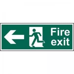 Fire Exit Man Arrow Left sign 600 x 200mm. Manufactured from strong