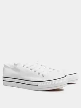 Yours Clothing Canvas Flatform Trainer - White, Size 5, Women