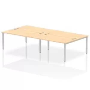 Impulse Bench B2B 4 Person 1600 Silver Frame Office Bench Desk Maple