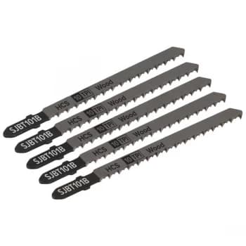 Sealey SJBT101B Jigsaw Blade Hard Wood 100mm 10tpi - Pack of 5