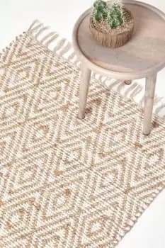 Sierra Neutral Diamond Pattern Hemp Chindi Rug