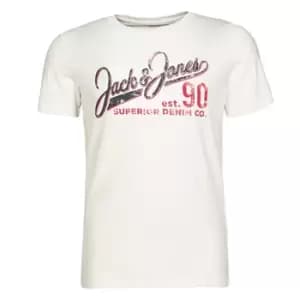 Jack Jones JJELOGO mens T shirt in White - Sizes S,XS