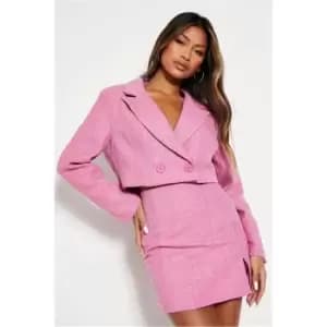 I Saw It First Petite Boucle Cropped Blazer - Pink