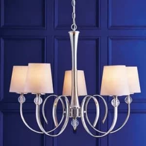 Fabia 5 Light Multi Arm Shade Pendant Polished Nickel Plate, Marble Silk, E14