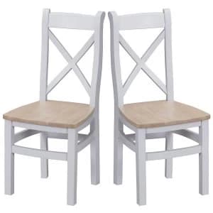 Madera Ready Assembled Pair of Cross Back Wooden Chairs - Grey