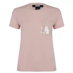DKNY Sequin Pocket T Shirt - Nude
