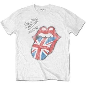 The Rolling Stones - Vintage British Tongue Mens Large T-Shirt - White